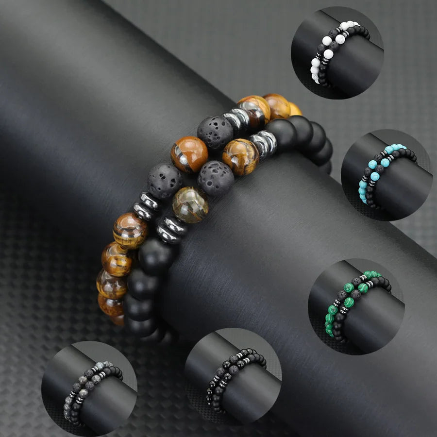 2pcs 8mm Malachite Men’s Bracelets.