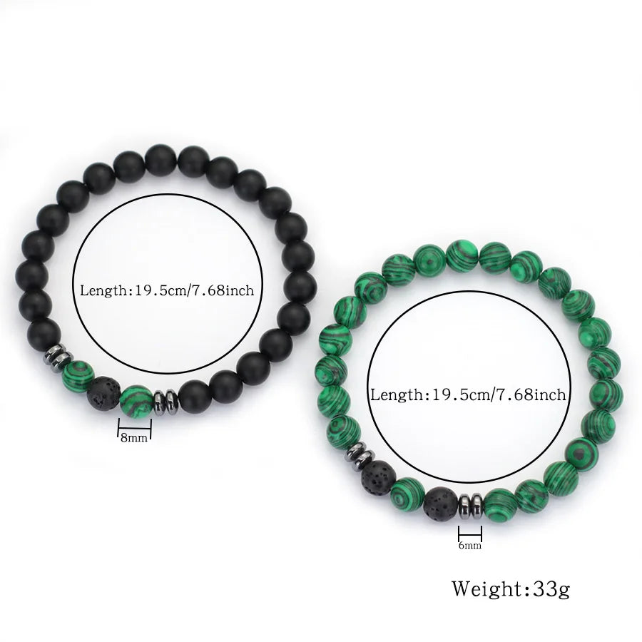 2pcs 8mm Malachite Men’s Bracelets.