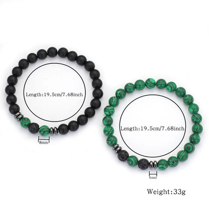 2pcs 8mm Malachite Men’s Bracelets.